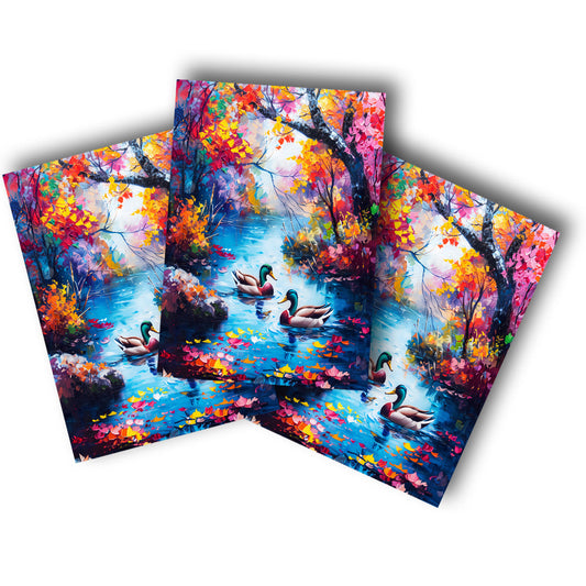 Sticker – Romantische Enten am Herbstsee