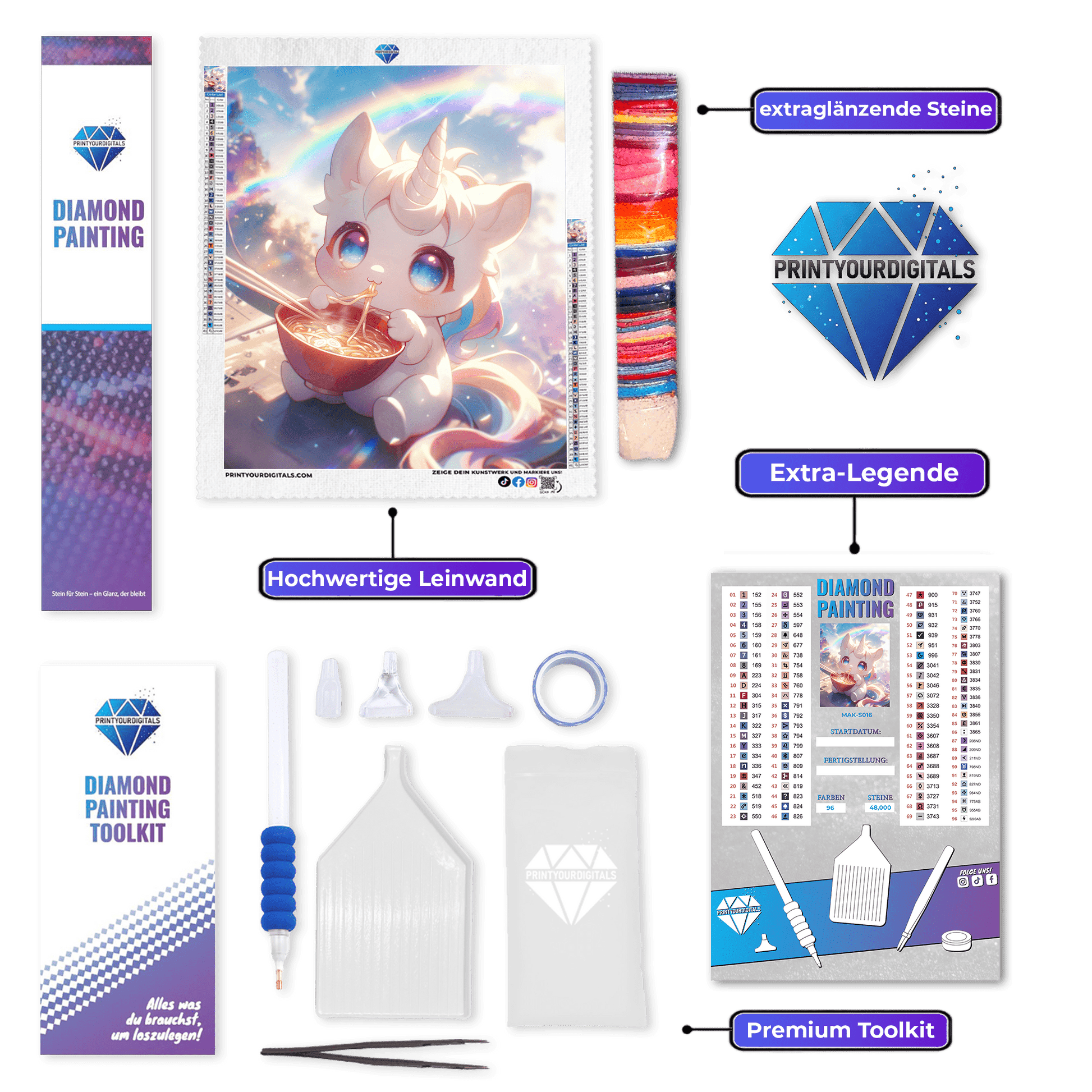 Diamond Painting - Sparky das Einhorn