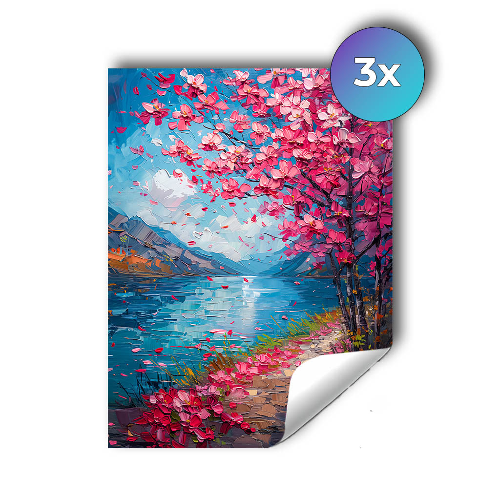 Sticker – Blühende Kirschblüten am See