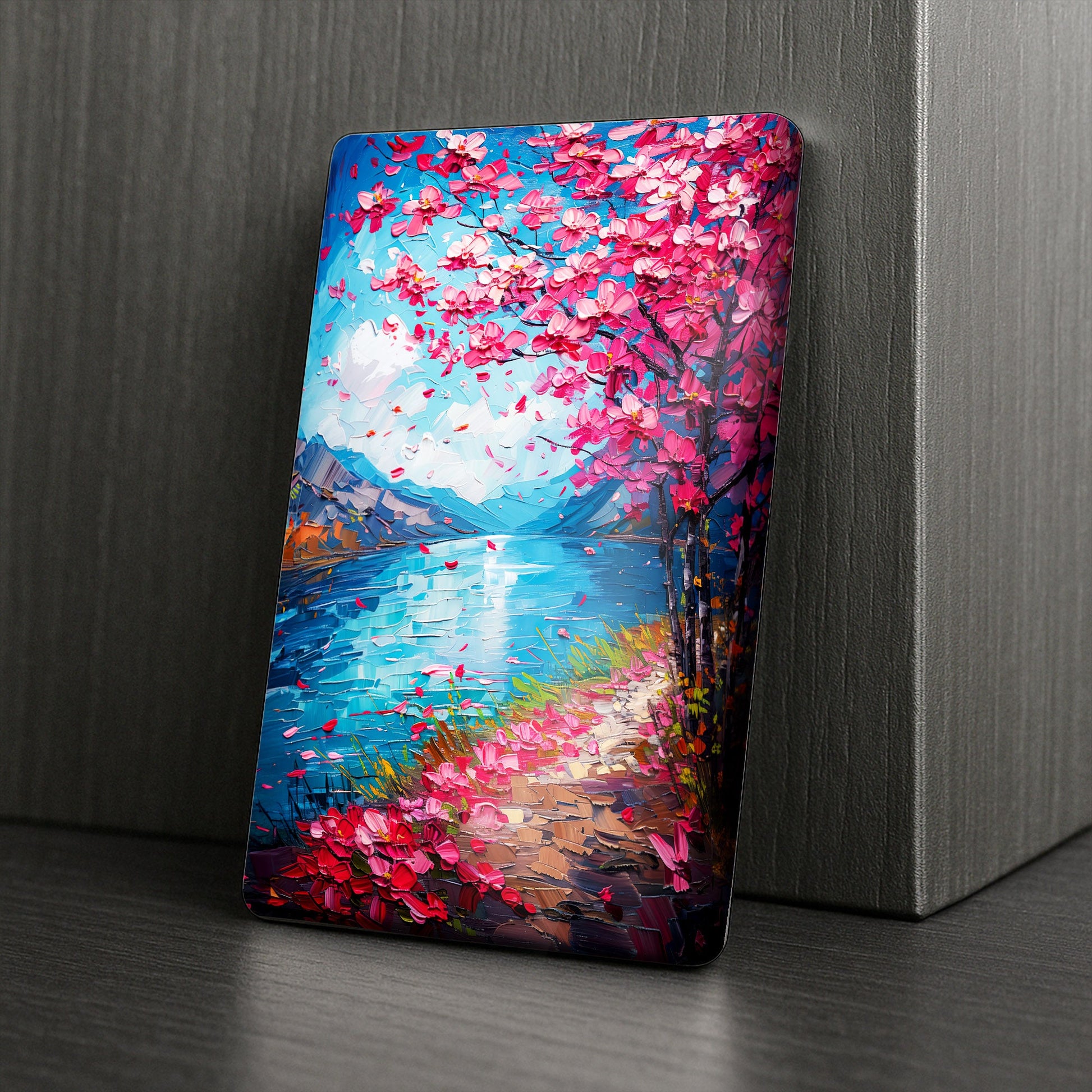 Cover Minder – Blühende Kirschblüten am See