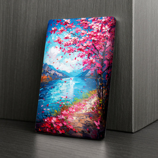 Cover Minder – Blühende Kirschblüten am See