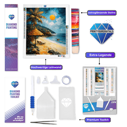 Diamond Painting – Tropischer Strand im Sonnenschein