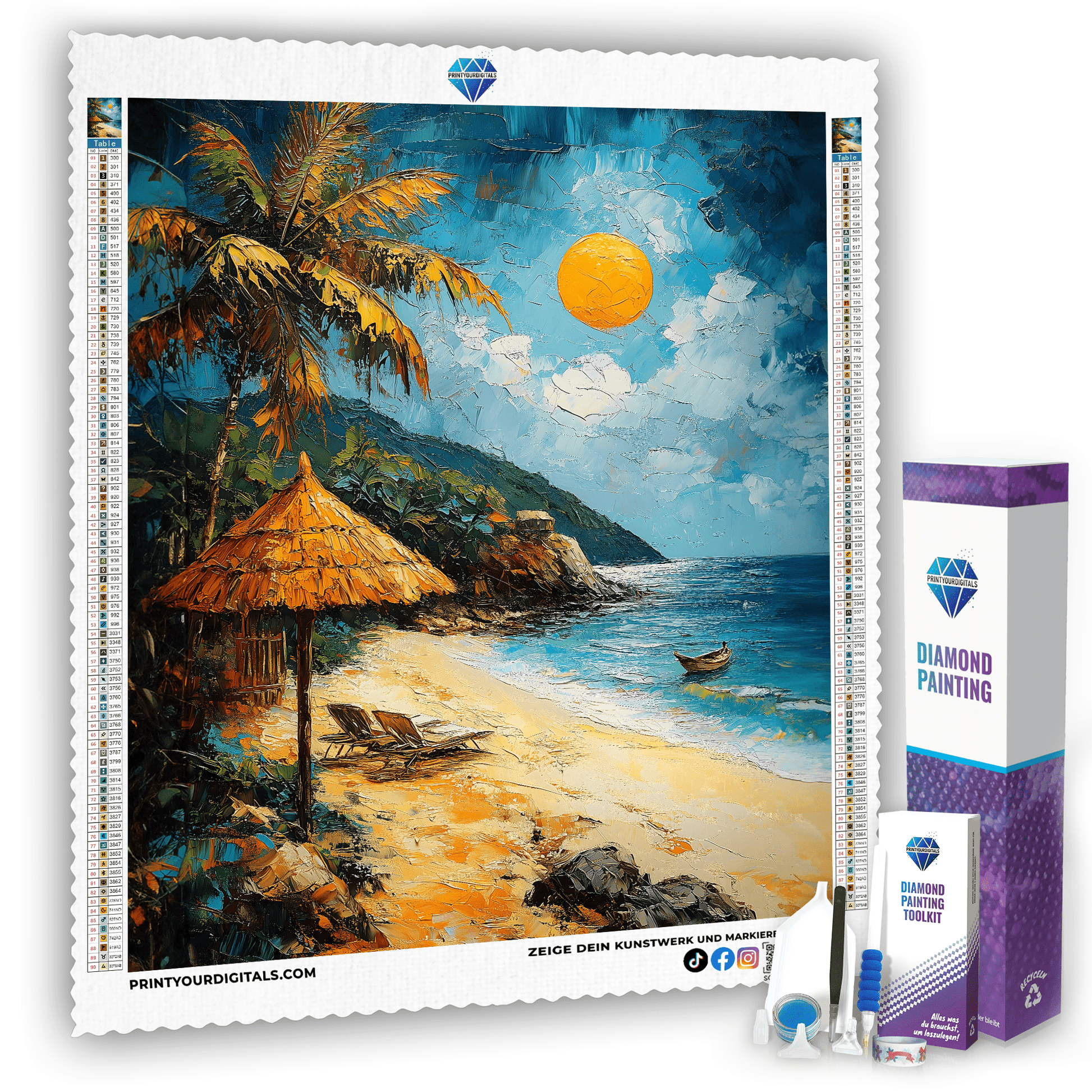 Diamond Painting – Tropischer Strand im Sonnenschein