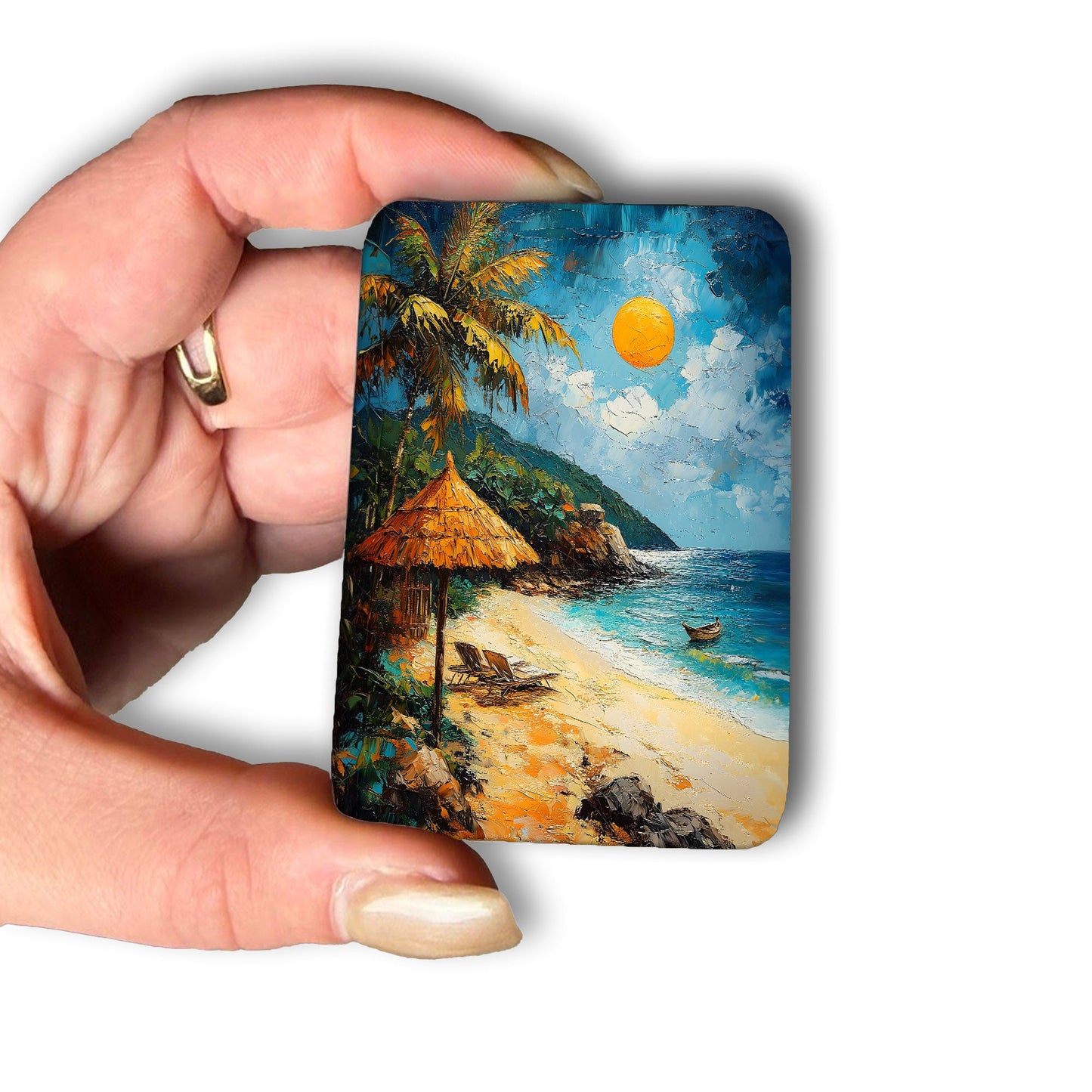 Cover Minder – Tropischer Strand im Sonnenschein