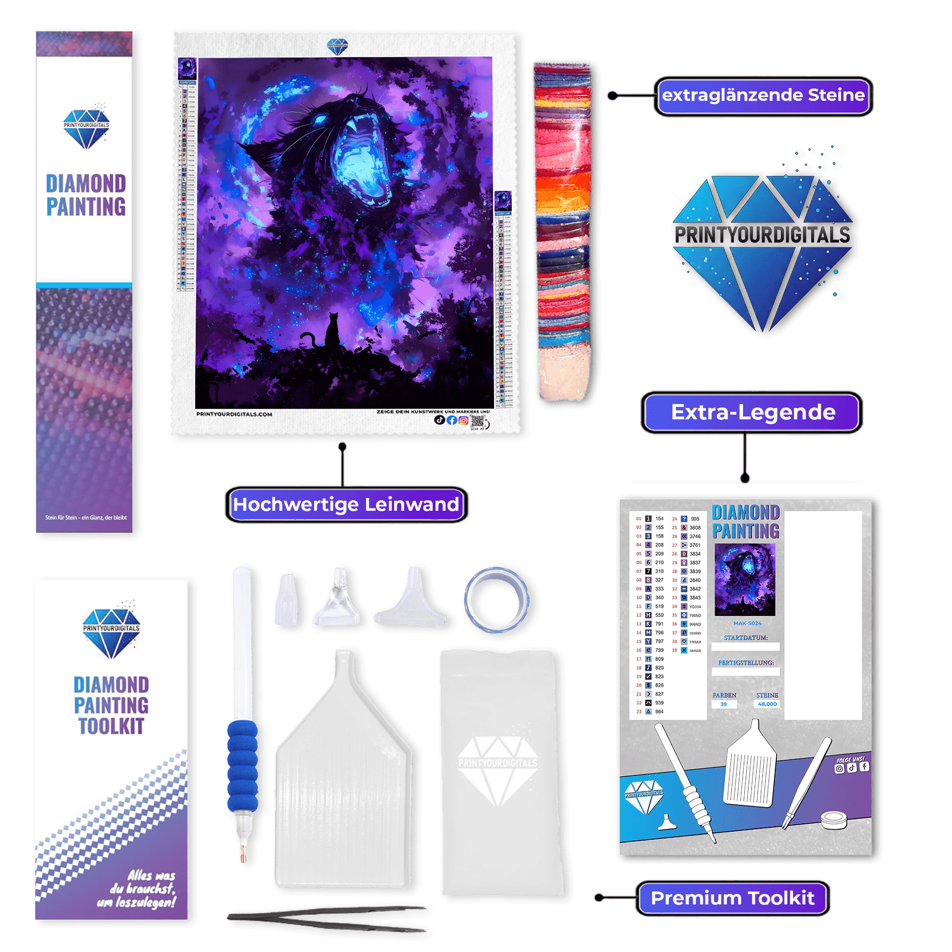 Diamond Painting – Kosmische Katzenkraft