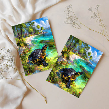 Sticker – Tropische Schildkröte am Strand