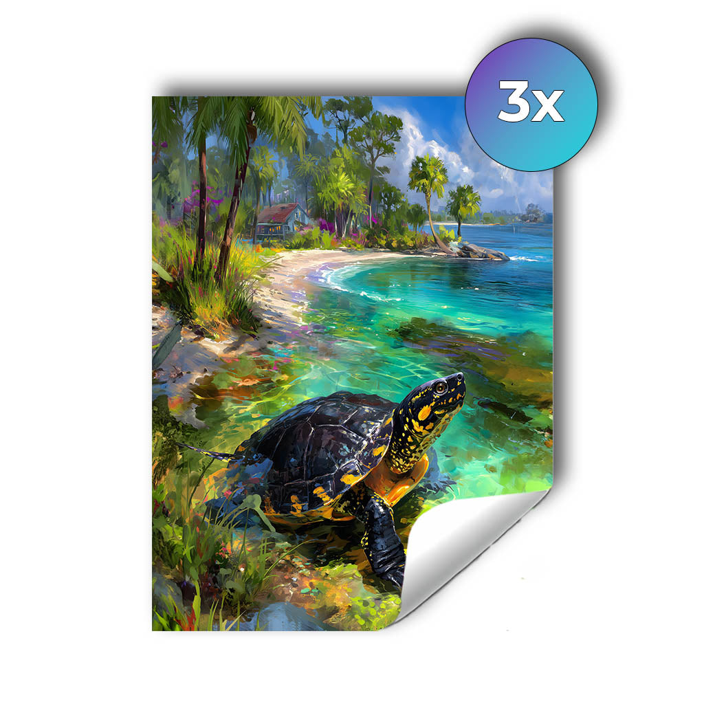 Sticker – Tropische Schildkröte am Strand
