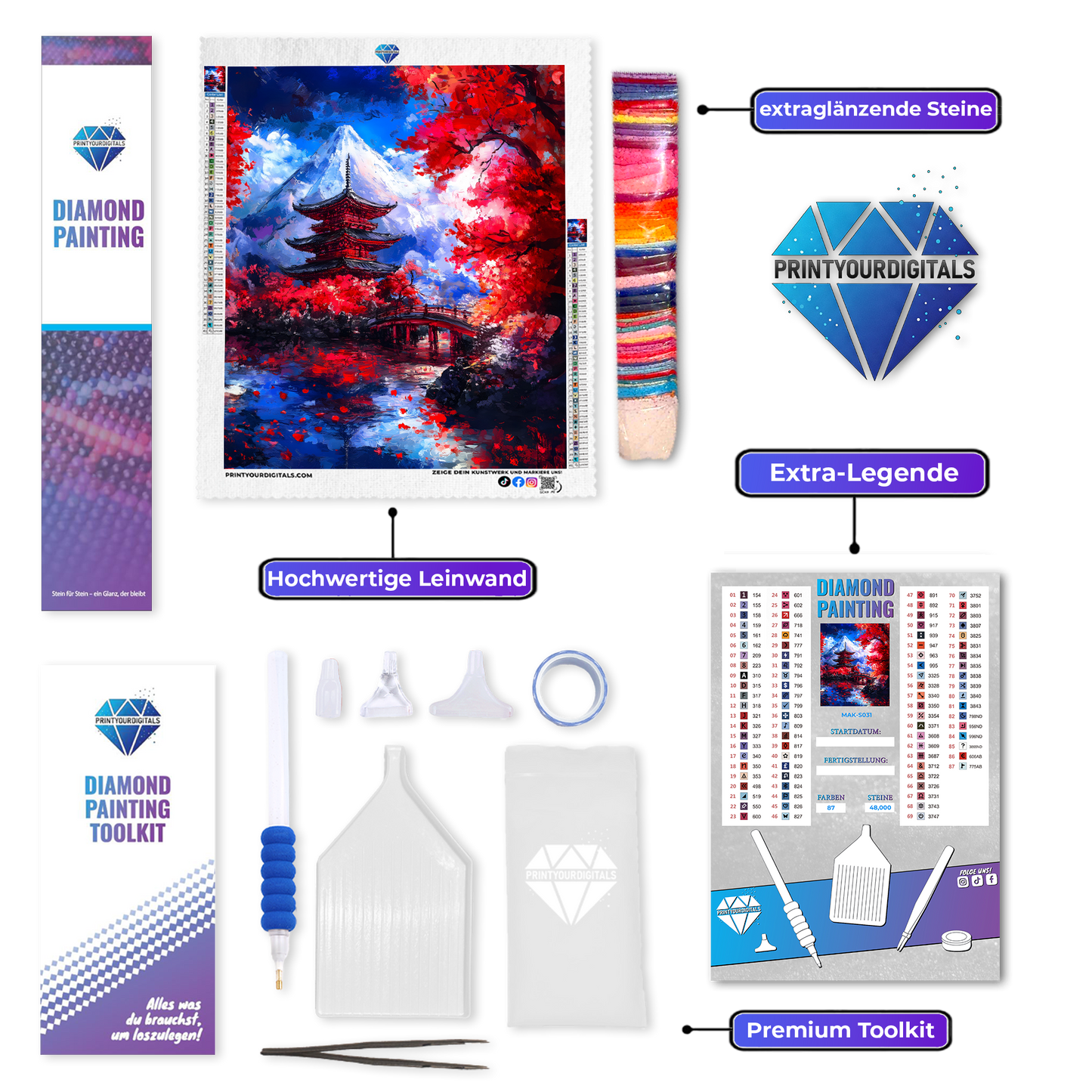 Diamond Painting – Japanischer Tempel im Herbst