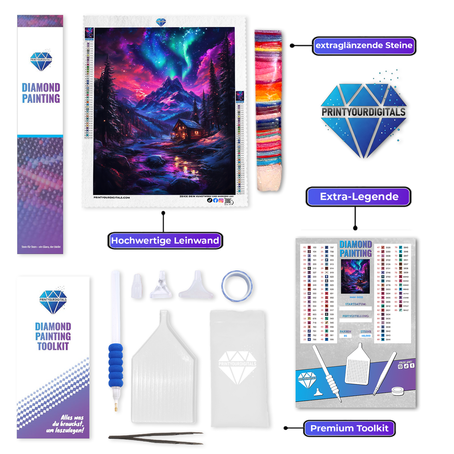 Diamond Painting – Hütte am Nordlicht