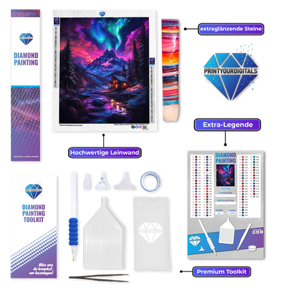 Diamond Painting – Hütte am Nordlicht