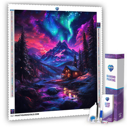 Diamond Painting – Hütte am Nordlicht