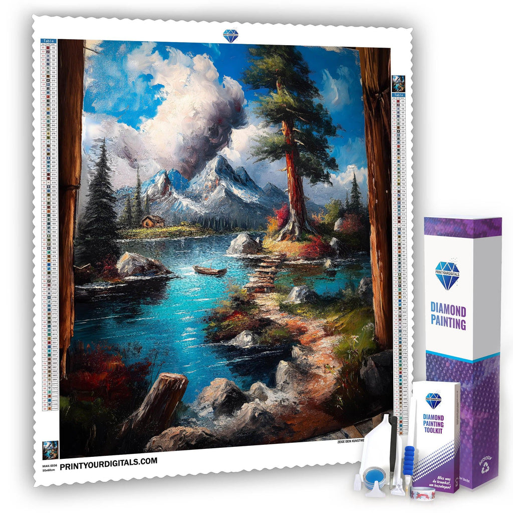 Diamond Painting – Berghütte am Kristallsee