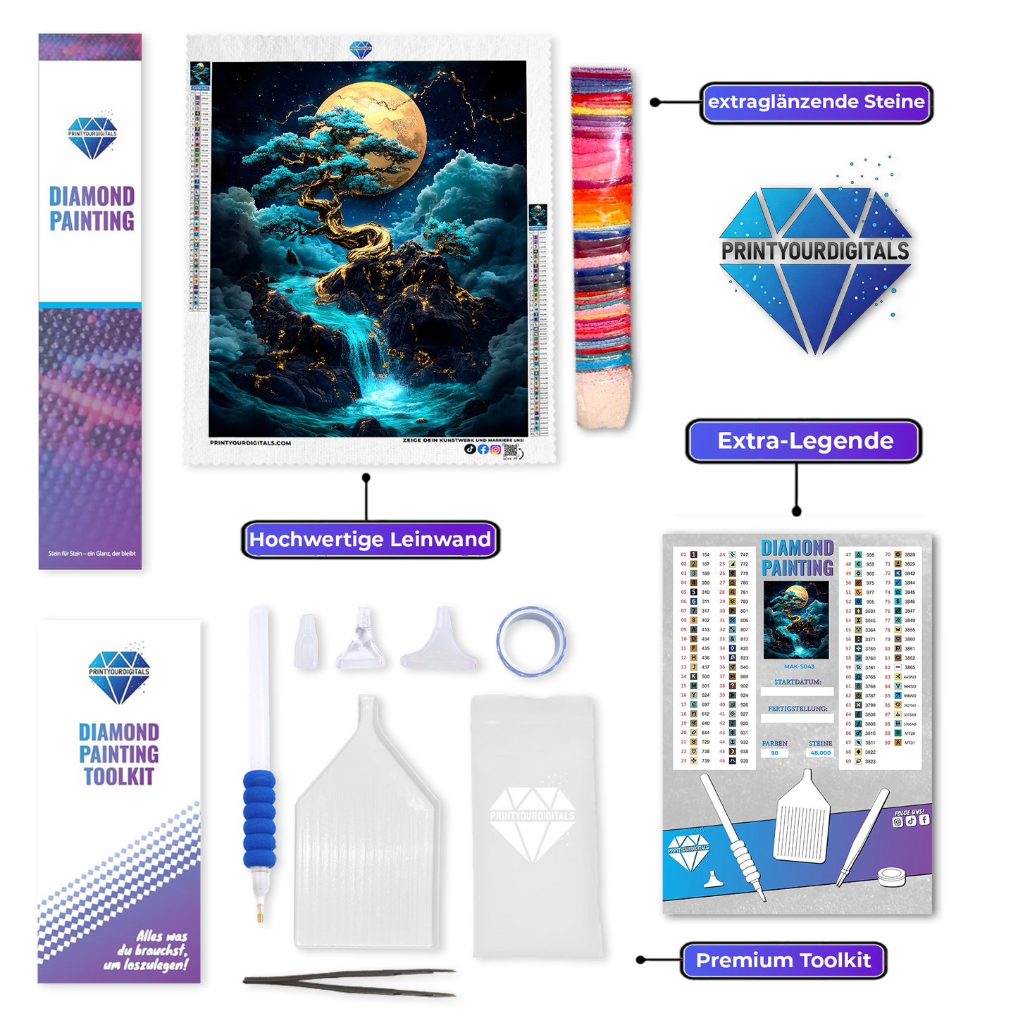 Diamond Painting – Goldener Mondbaum