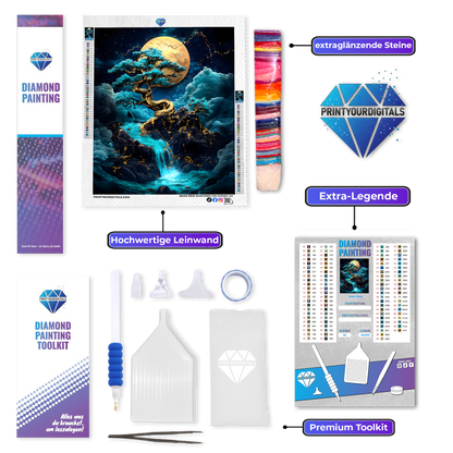 Diamond Painting – Goldener Mondbaum