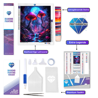 Diamond Painting – Mondschein Pilzwald