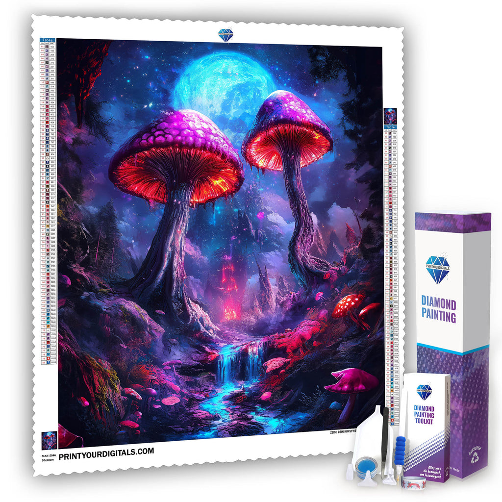 Diamond Painting – Mondschein Pilzwald