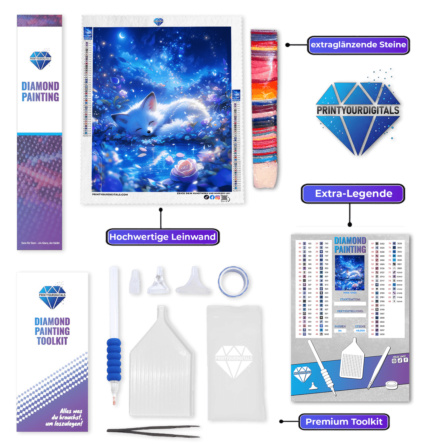 Diamond Painting – Traumfuchs unter dem Sternenhimmel