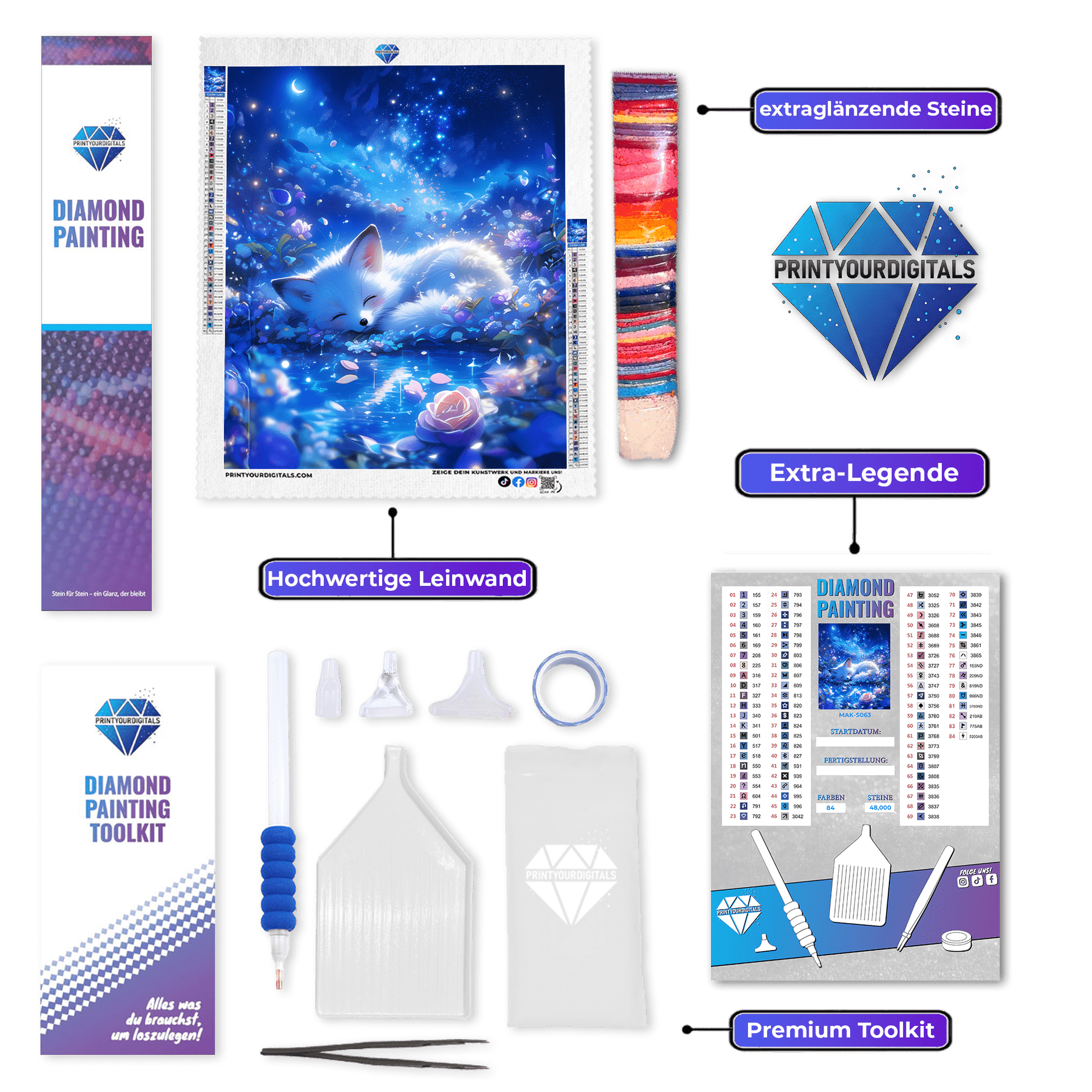 Diamond Painting – Traumfuchs unter dem Sternenhimmel