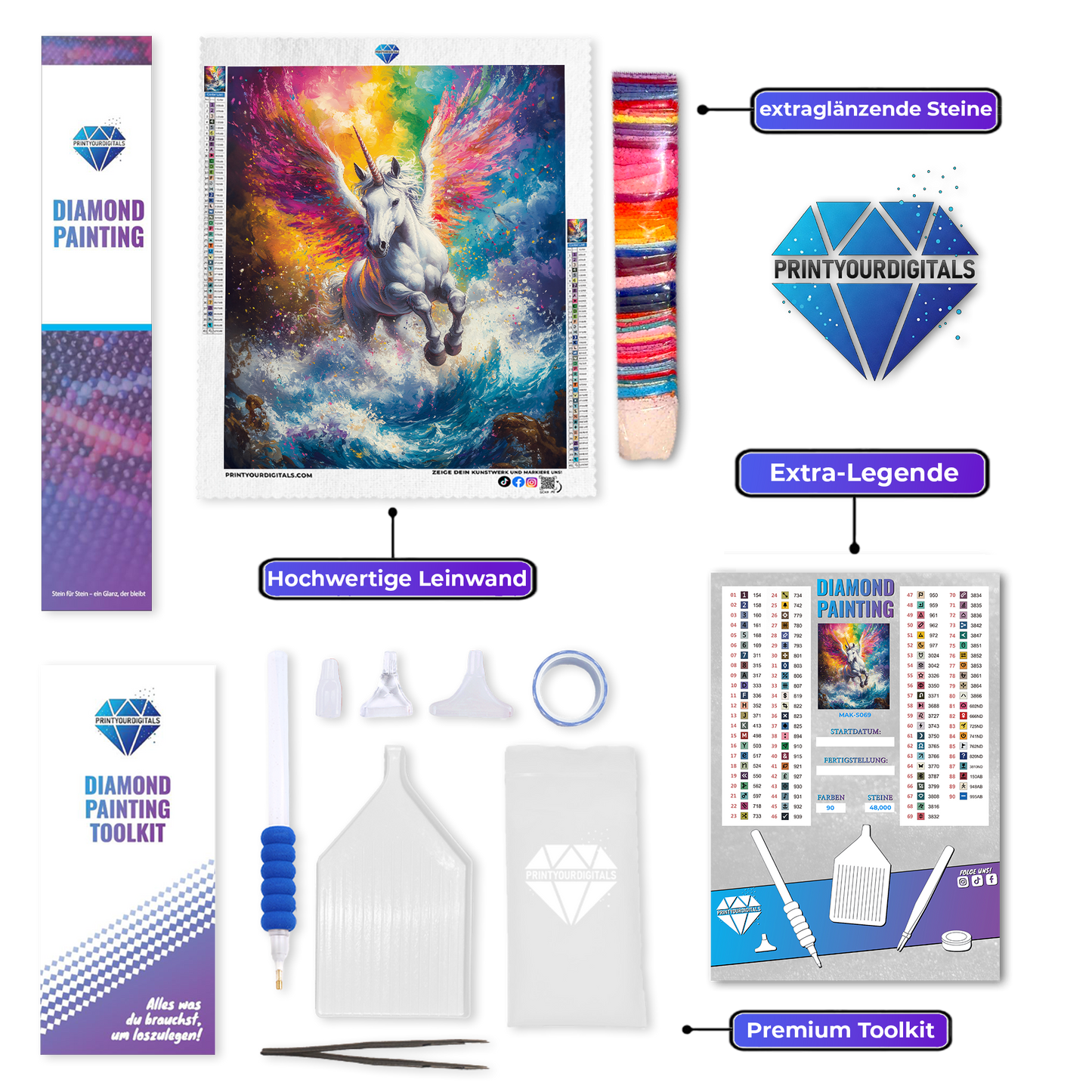 Diamond Painting – Regenbogensturm des Einhorn