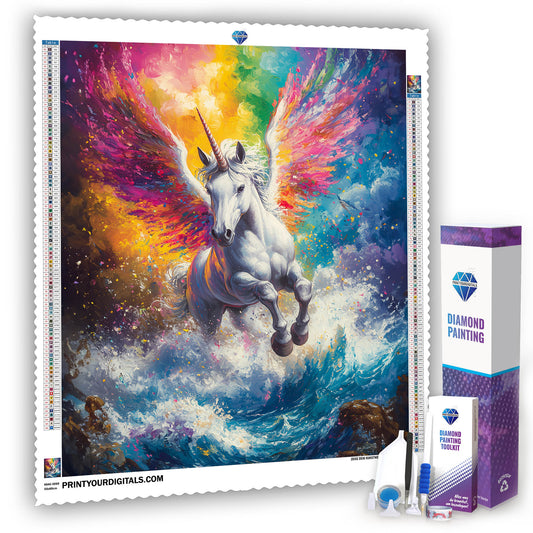 Diamond Painting – Regenbogensturm des Einhorn