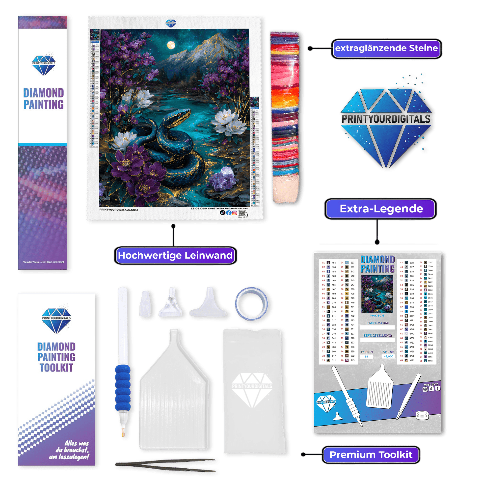 Diamond Painting – Goldene Mondschlange