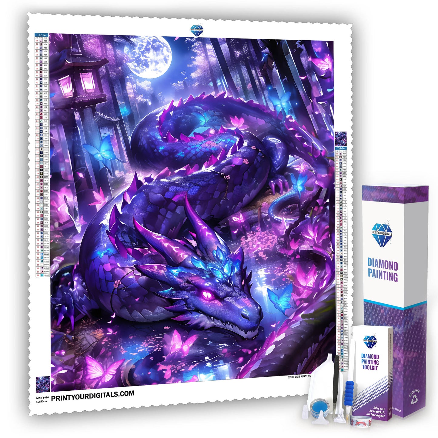 Diamond Painting - Monddrache im Lichterwald