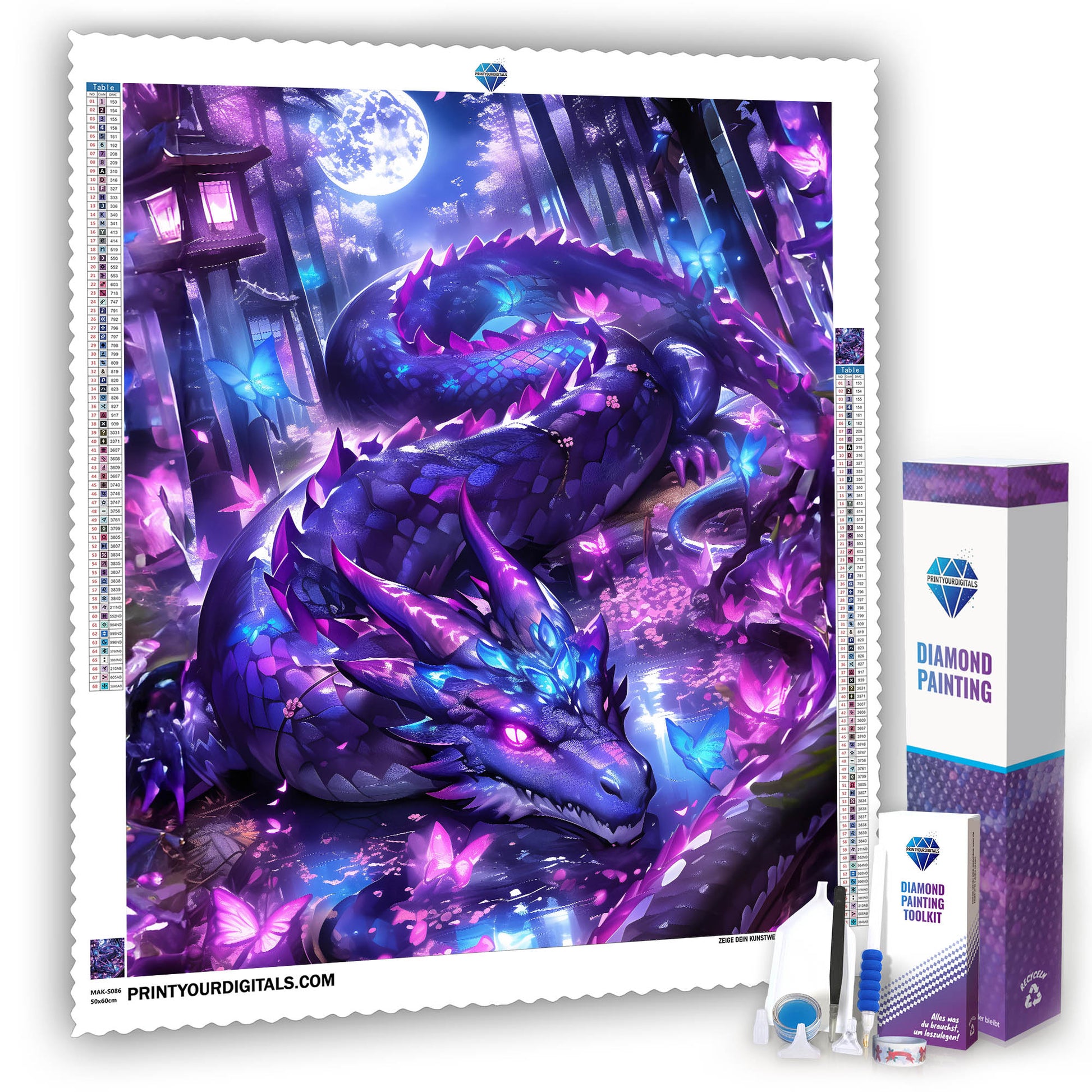 Diamond Painting - Monddrache im Lichterwald