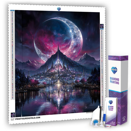 Diamond Painting - Stadt im Mondtor