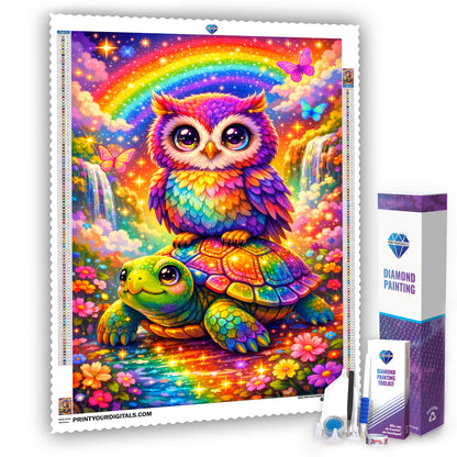 Diamond Painting – Schildkröte und Eule
