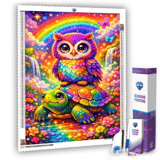 Diamond Painting – Schildkröte und Eule