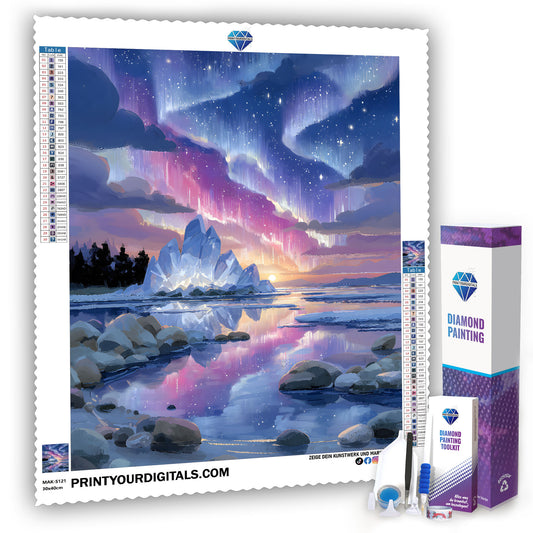 Diamond Painting – Northern Lights at Crystal Lake