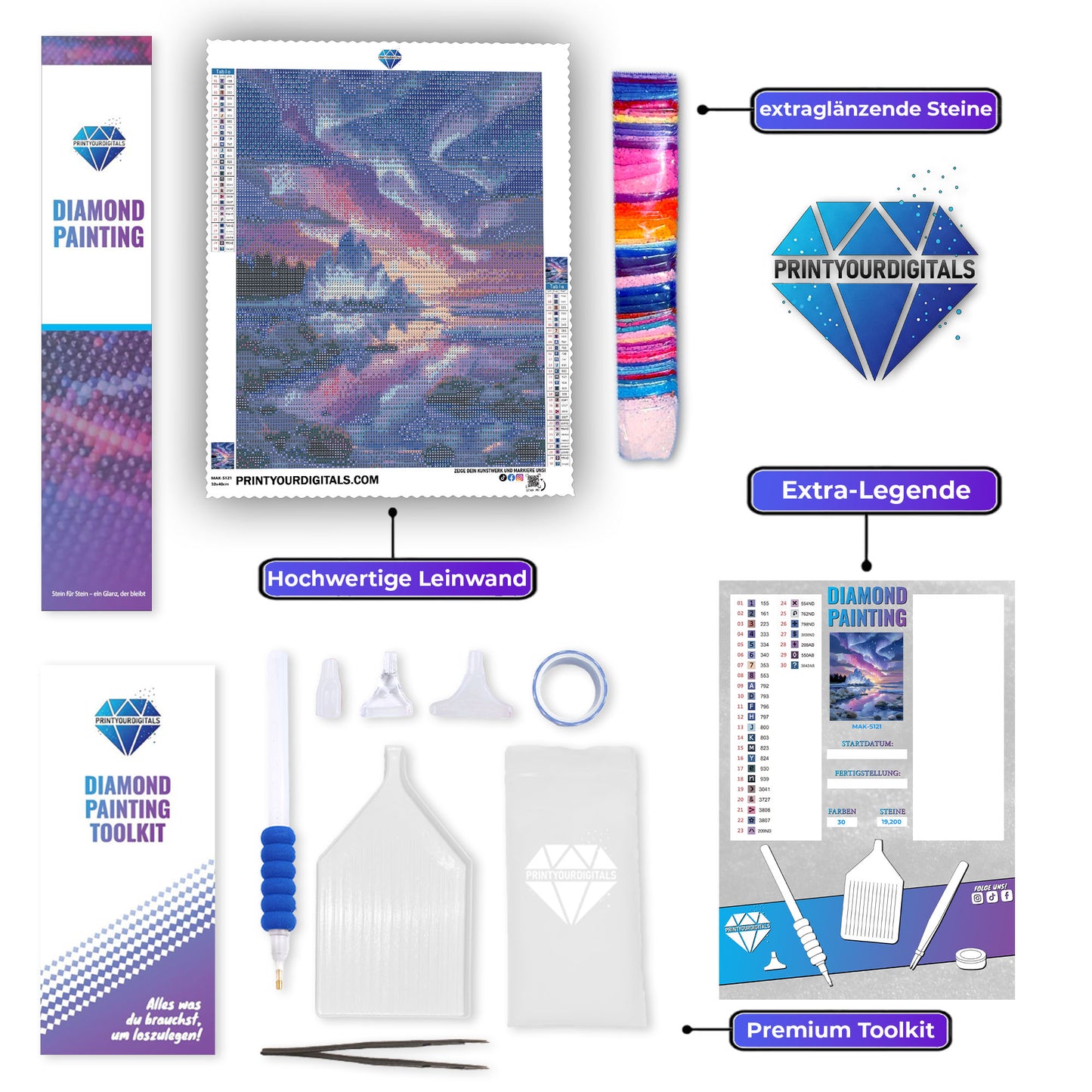 Diamond Painting – Nordlicht am Kristallsee
