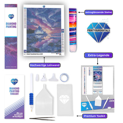 Diamond Painting – Nordlicht am Kristallsee