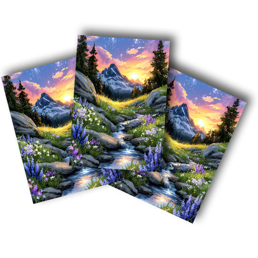 Sticker – Sonnenaufgang im Bergtal