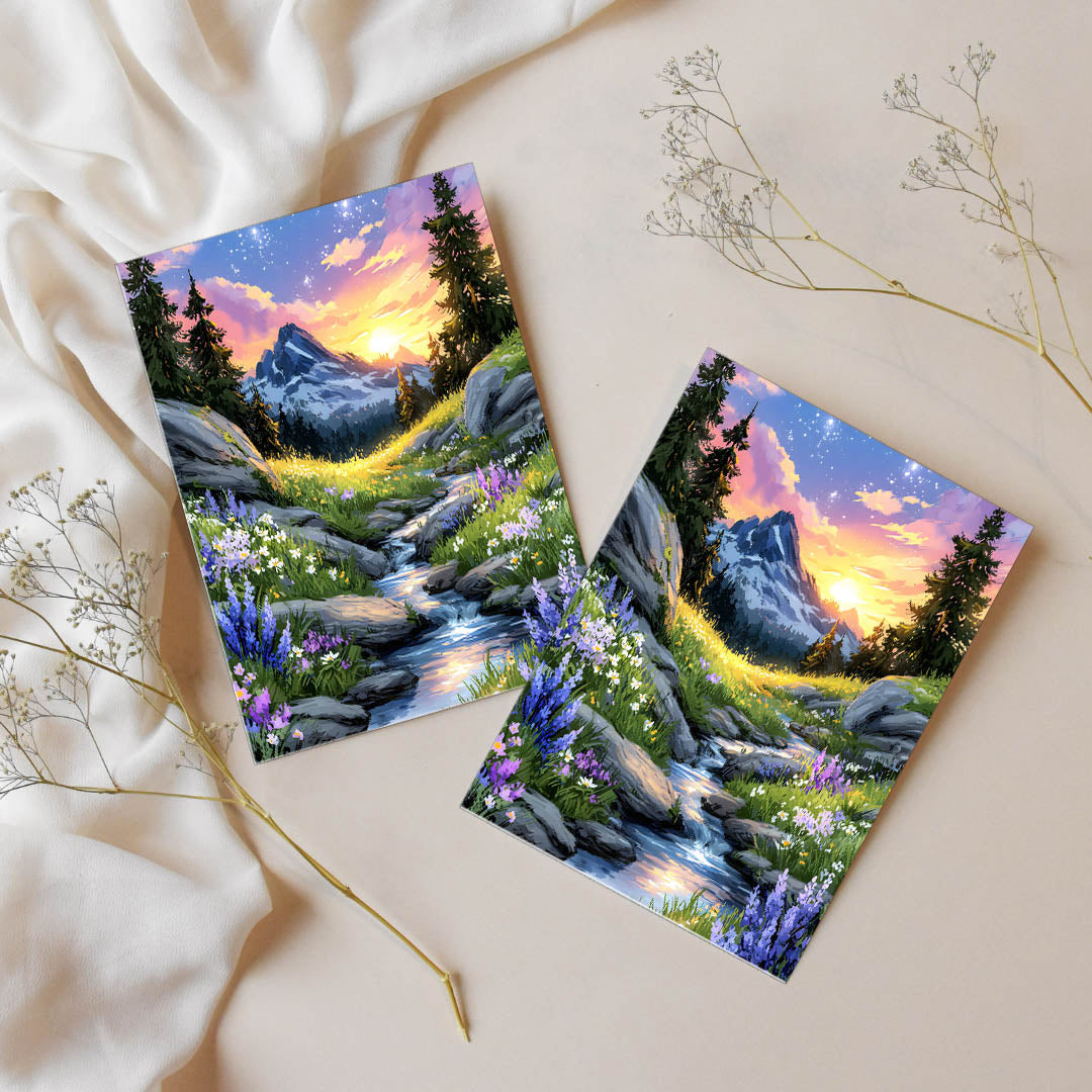Sticker – Sonnenaufgang im Bergtal