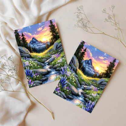 Sticker – Sonnenaufgang im Bergtal