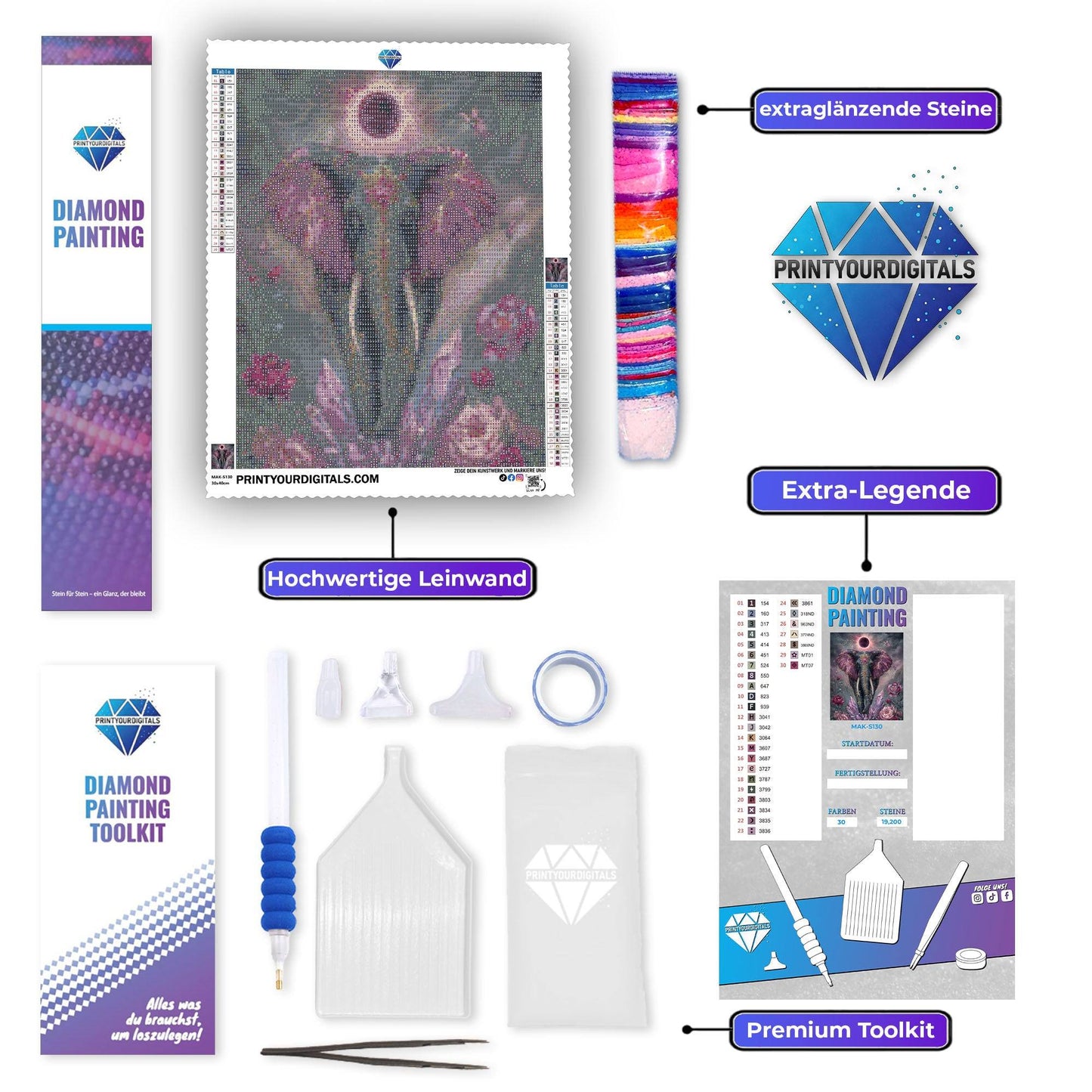 Diamond Painting – Amethystelefant