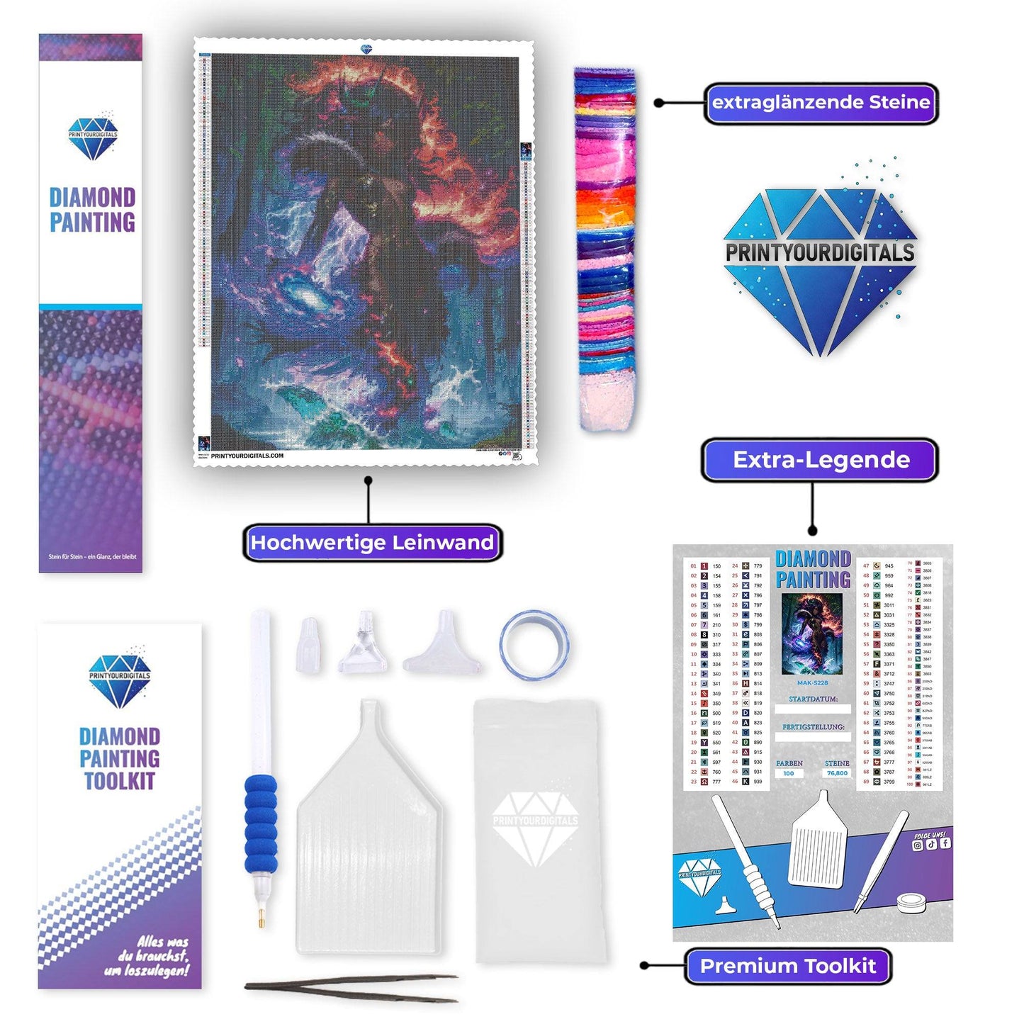 Diamond Painting - Elementarmagierin (Spezial)