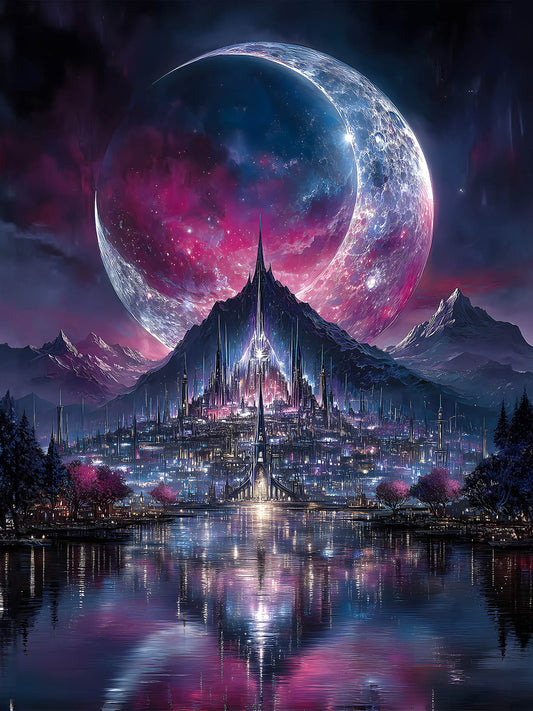 Diamond Painting - Stadt im Mondtor