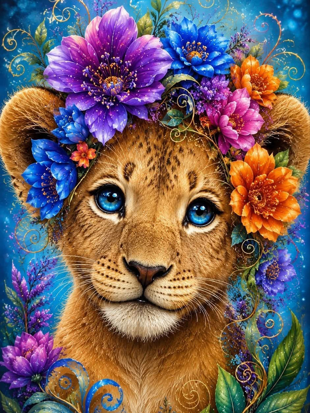 Diamond Painting - Blümenlöwe