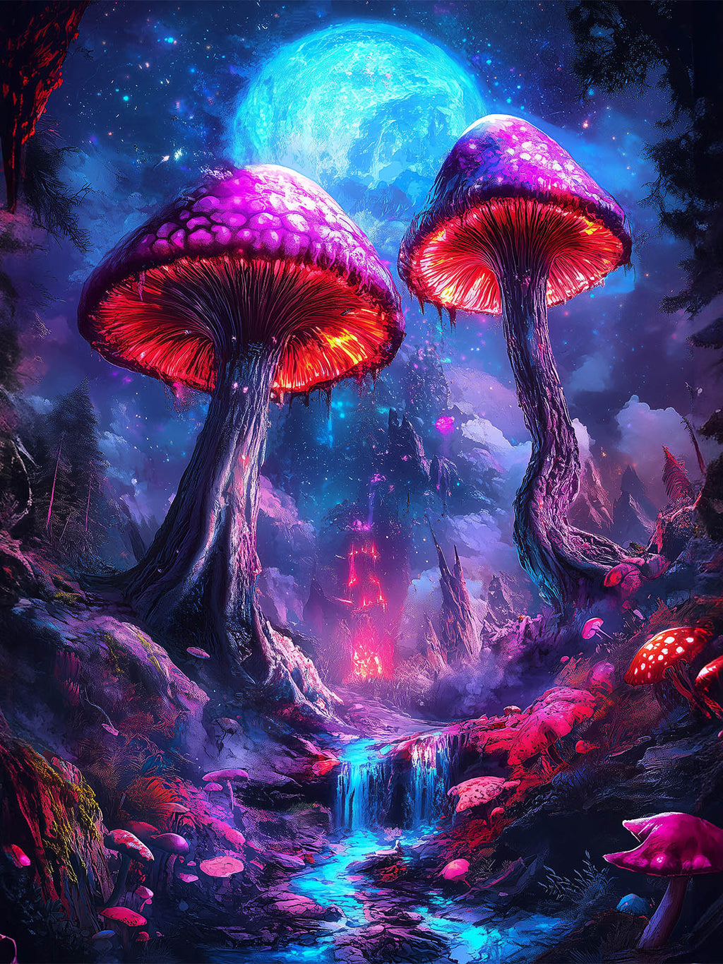 Diamond Painting – Mondschein Pilzwald