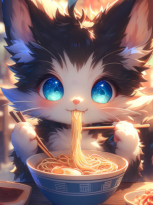 Diamond Painting - Süße Ramenkatze