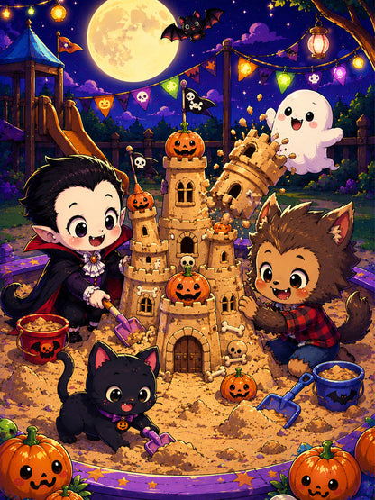 Diamond Painting - Halloween im Sandkasten