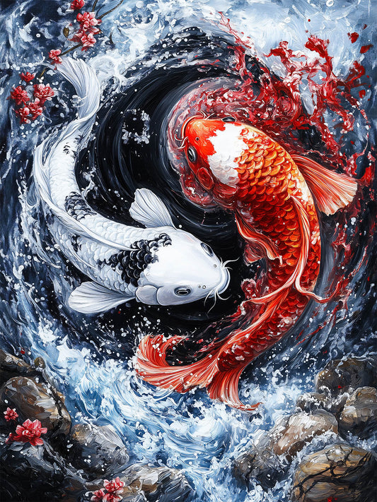 Diamond Painting - Wellen des Koi