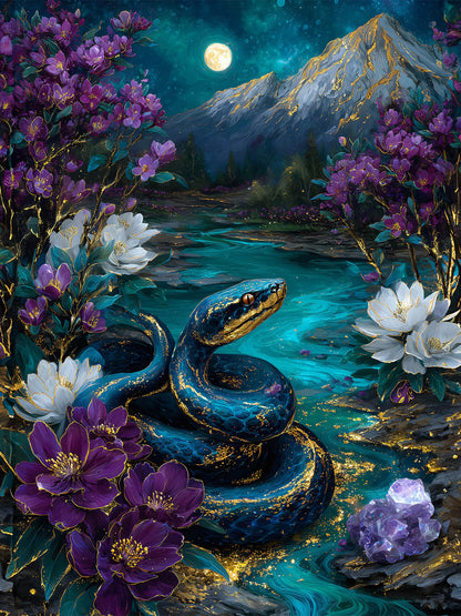 Diamond Painting – Goldene Mondschlange