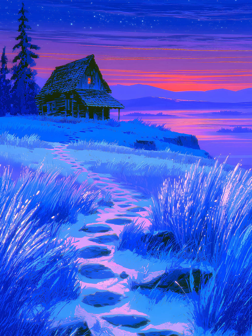 Diamond Painting - Neon Abendhütte