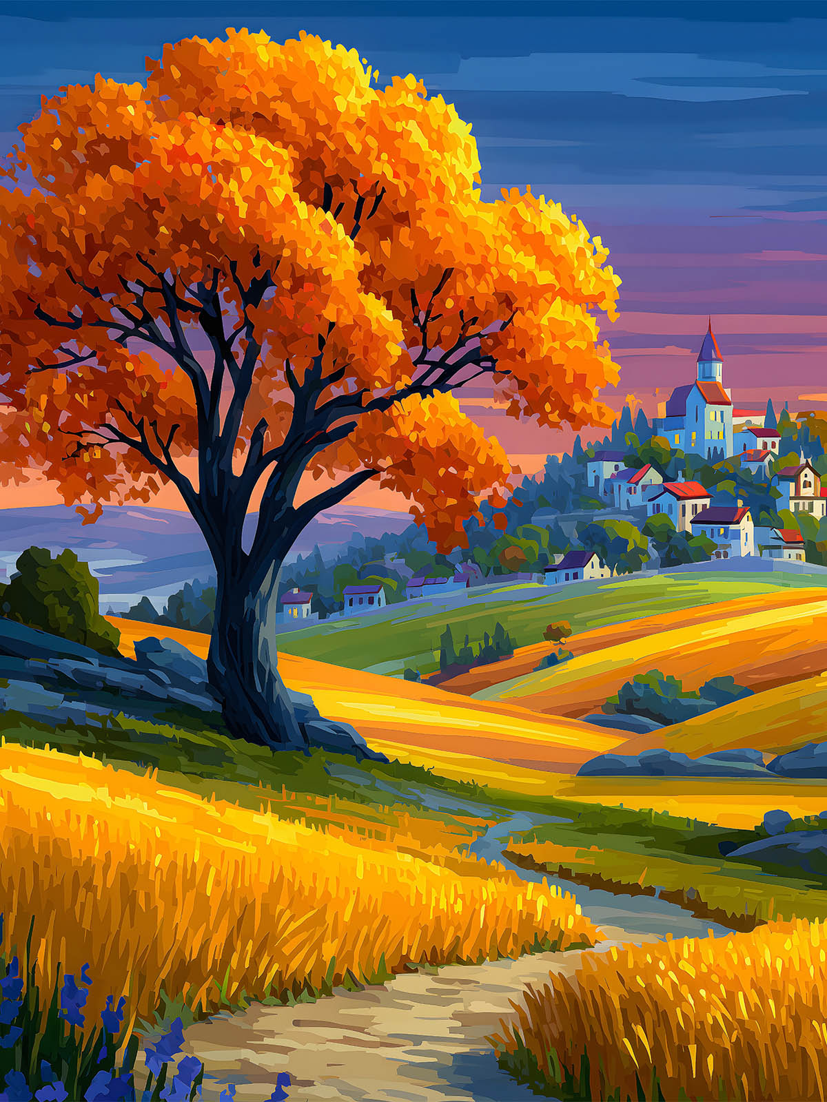Diamond Painting - Goldene Herbstlandschaft