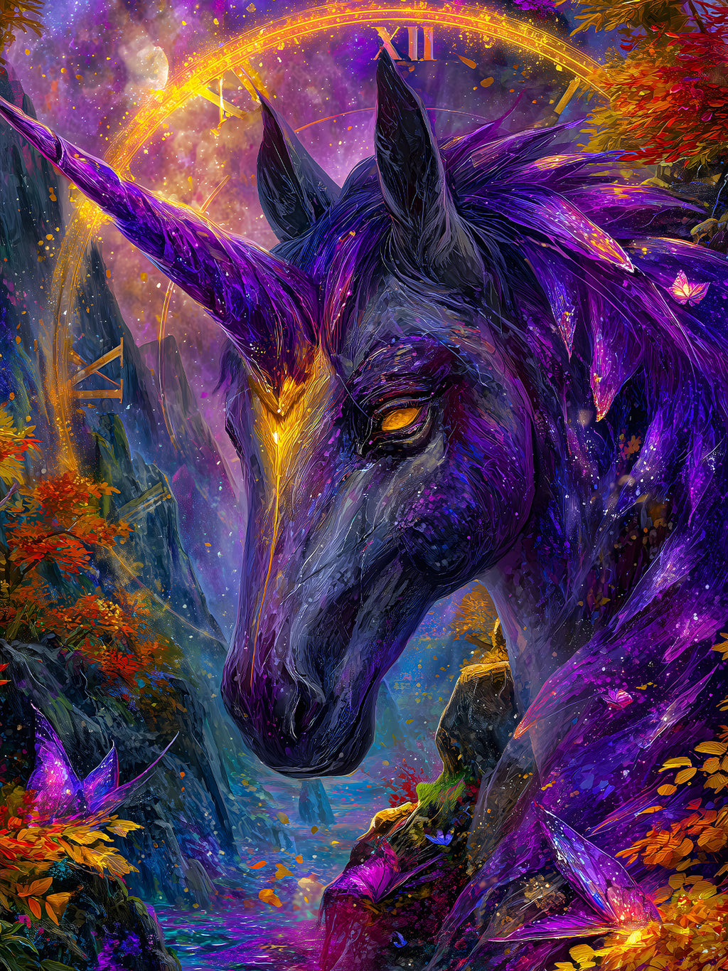 Diamond Painting - Magisches Einhorn der Zeit