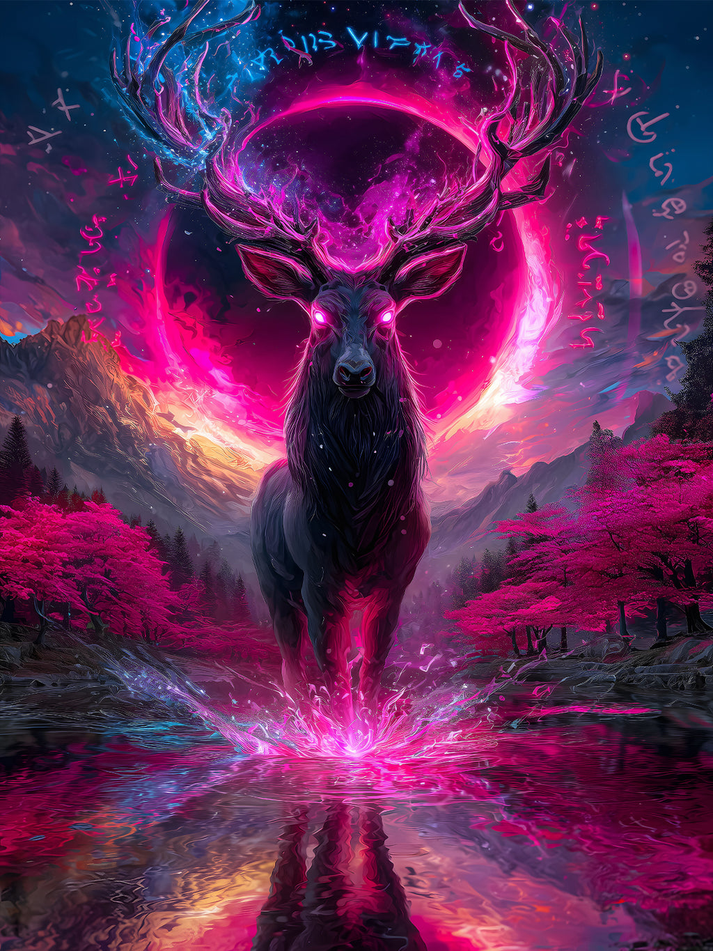 Diamond Painting - Hirsch im Neonmond
